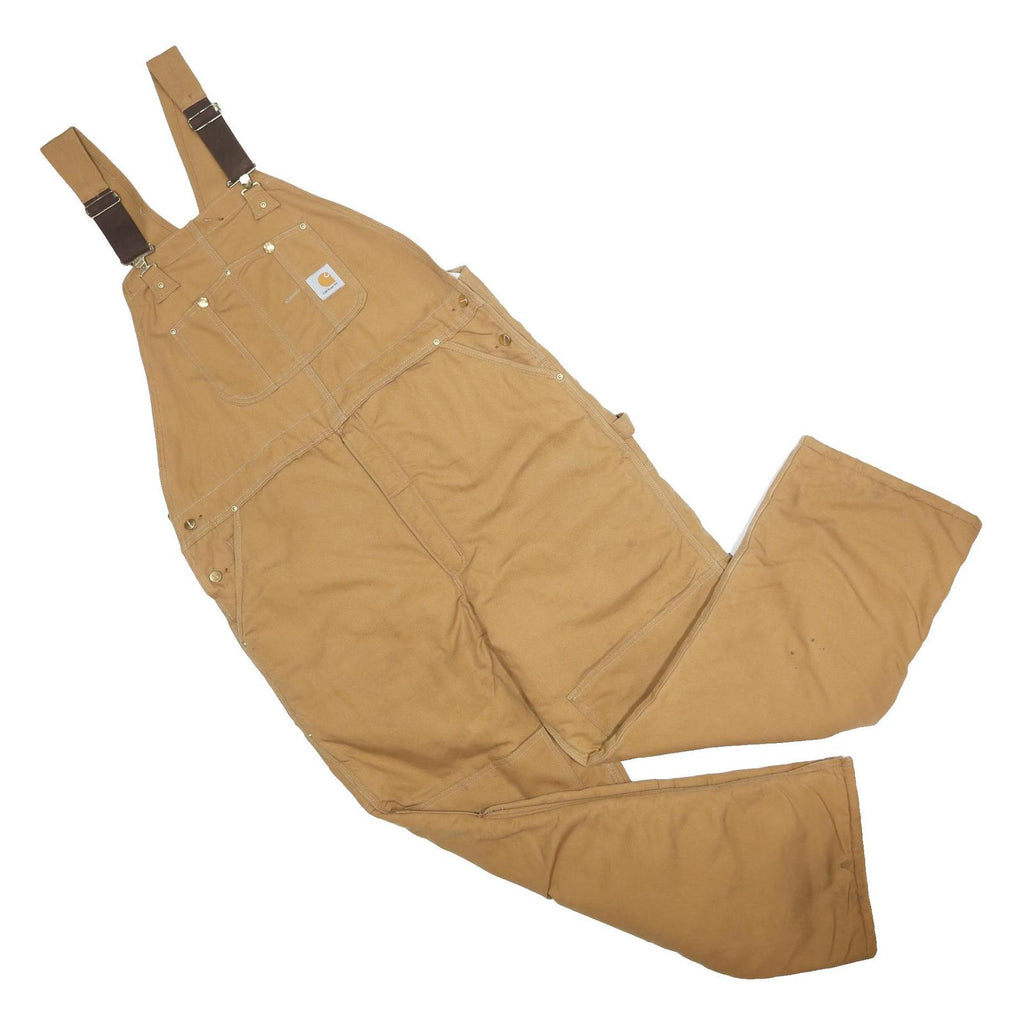 CARHARTT Mens Beige Cotton Dungarees Loose Workwear L W44 L32 Durable Sturdy