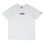 ELLESSE Mens White Graphic T-Shirt L Short Sleeve Crew Neck Casual Cotton Blend