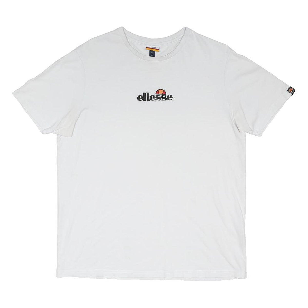 ELLESSE Mens White Graphic T-Shirt L Short Sleeve Crew Neck Casual Cotton Blend