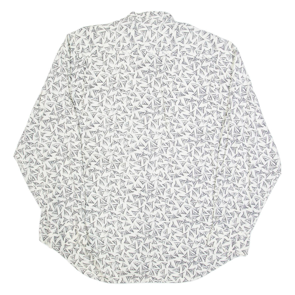 REUNION Mens Shirt White 90s Crazy Pattern Long Sleeve L