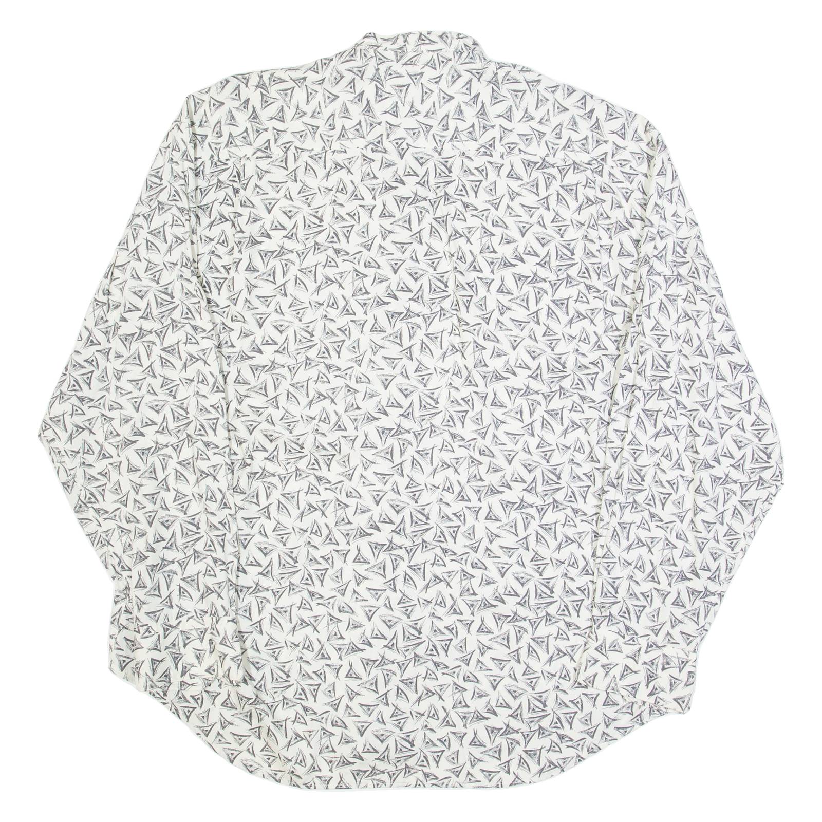 REUNION Mens Shirt White 90s Crazy Pattern Long Sleeve L