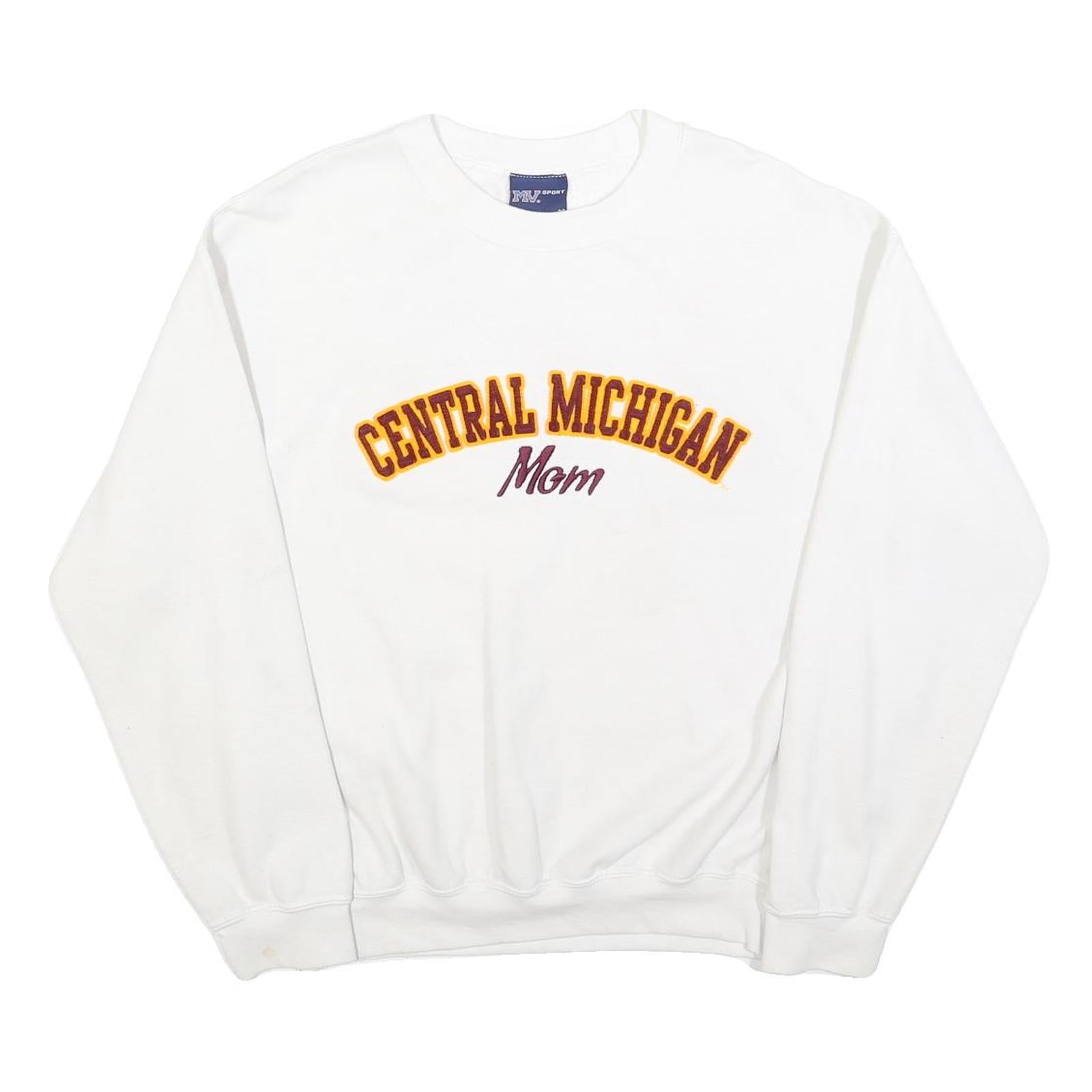 MV SPORT Womens White Central Michigan Mom Crew Neck M Cotton Blend Sweatshirt