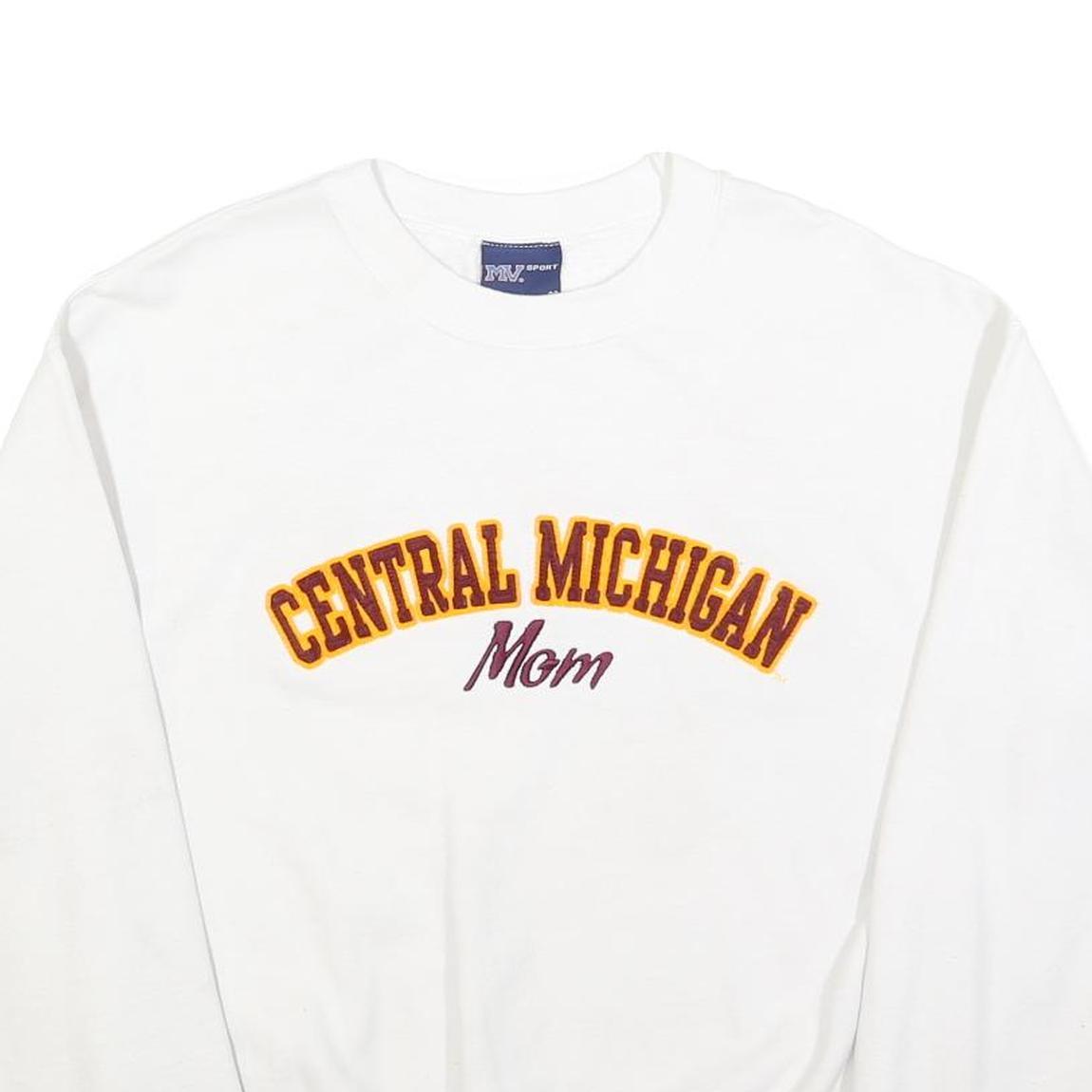 MV SPORT Womens White Central Michigan Mom Crew Neck M Cotton Blend Sweatshirt