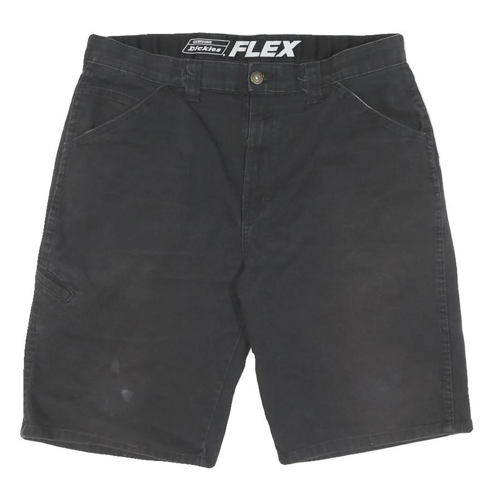 DICKIES Mens Black Workwear Cotton Blend Regular Shorts L W34 Durable Fit