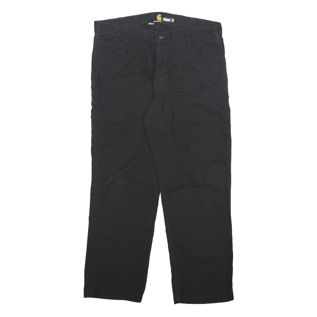 CARHARTT Mens Cotton Blend Black Relaxed Fit Straight Trousers W36 L30 Workwear
