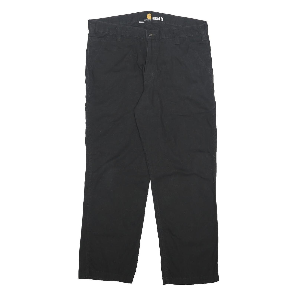 CARHARTT Mens Cotton Blend Black Relaxed Fit Straight Trousers W36 L30 Workwear