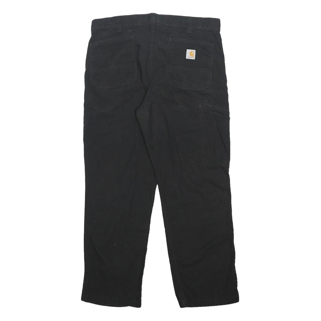CARHARTT Mens Cotton Blend Black Relaxed Fit Straight Trousers W36 L30 Workwear