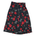 SAG HARBOR Womens Black & Red Floral Rayon Midi Button Skirt L Comfortable