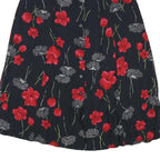 SAG HARBOR Womens Black & Red Floral Rayon Midi Button Skirt L Comfortable
