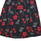 SAG HARBOR Womens Black & Red Floral Rayon Midi Button Skirt L Comfortable