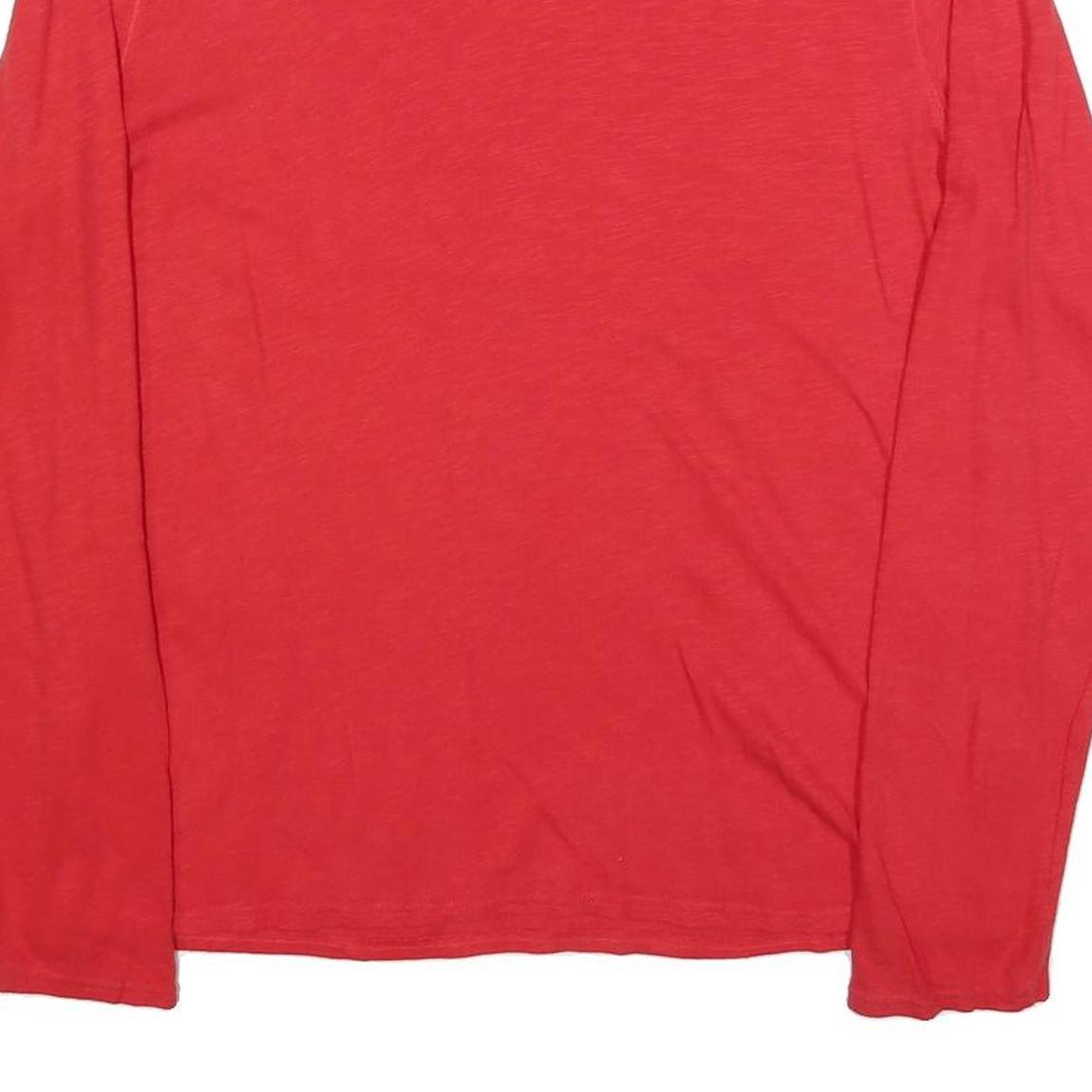 CALVIN KLEIN JEANS Mens Red Long Sleeve Henley Neck T-Shirt L Cotton Blend