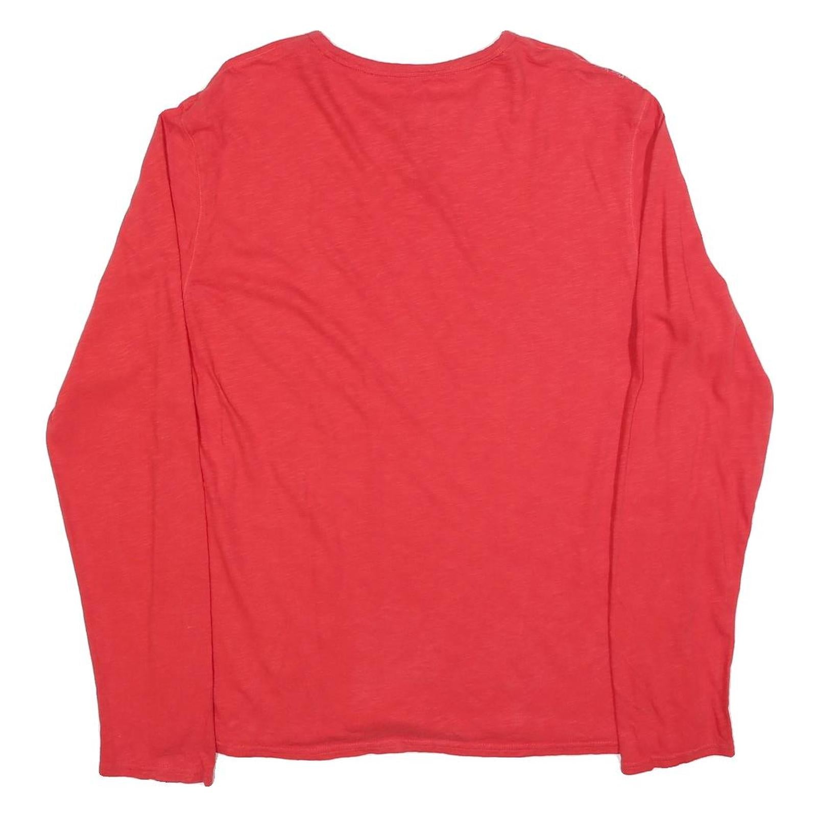 CALVIN KLEIN JEANS Mens Red Long Sleeve Henley Neck T-Shirt L Cotton Blend