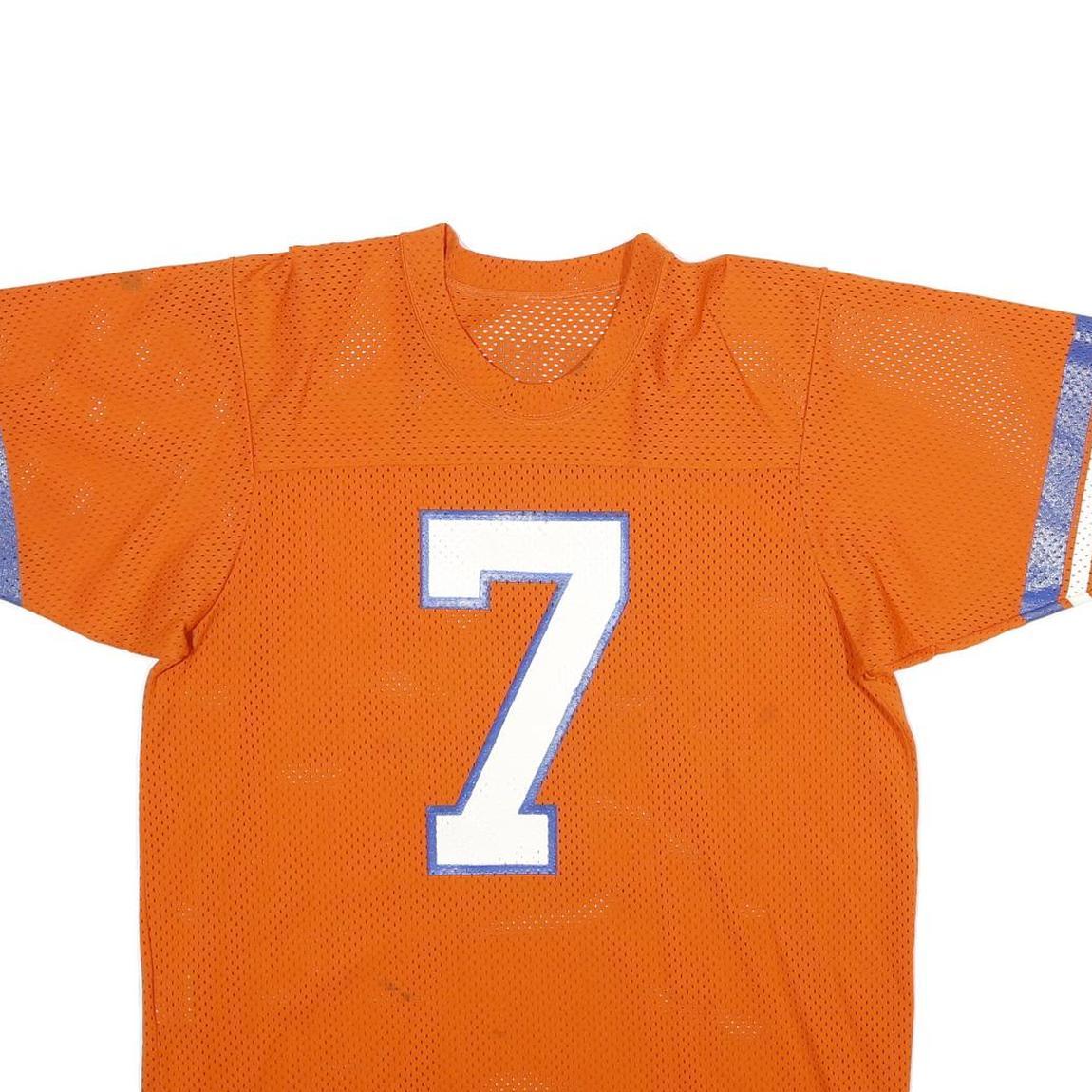 NFL Mens Orange & Blue Football T-Shirt L Short Sleeve Crew Neck Number 7 Hausi