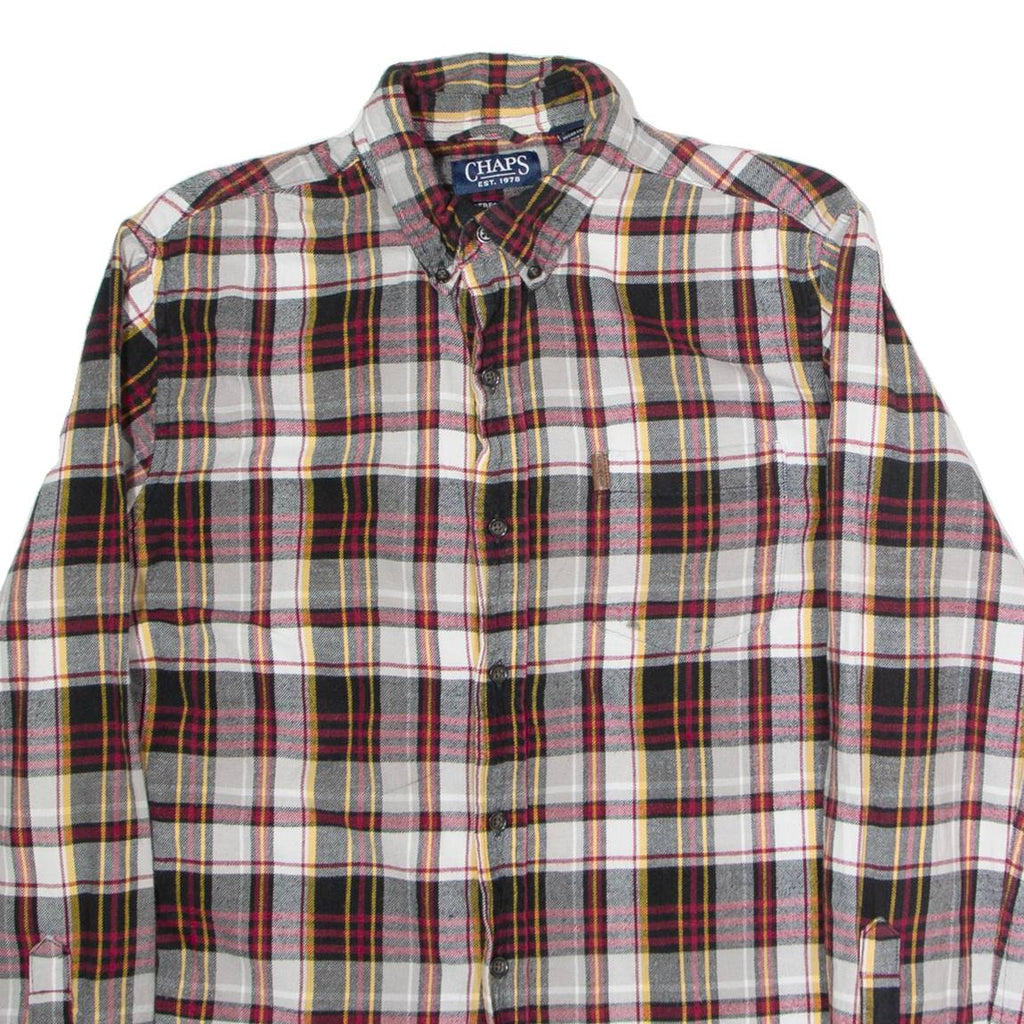 CHAPS Mens Flannel Shirt Black Check Long Sleeve M