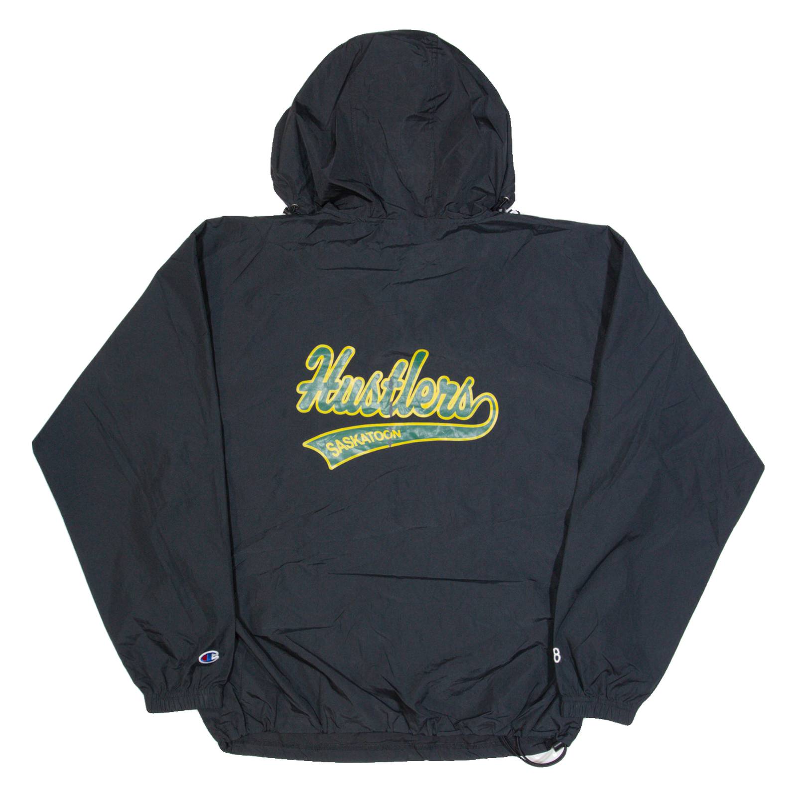 CHAMPION Saskatoon Hustlers Mens Anorak Jacket Black USA Hooded M