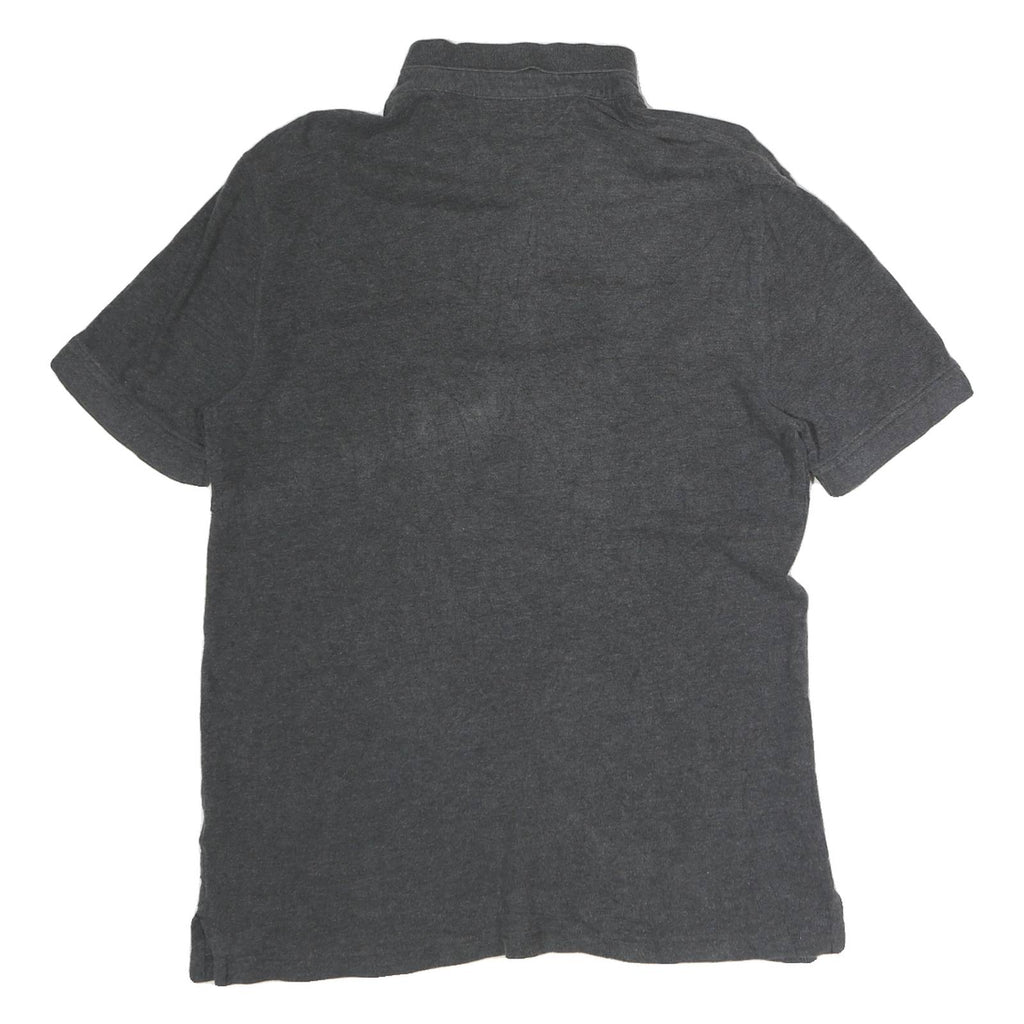 TOMMY HILFIGER Mens Grey Short Sleeve Plain Polo Shirt L Cotton Casual