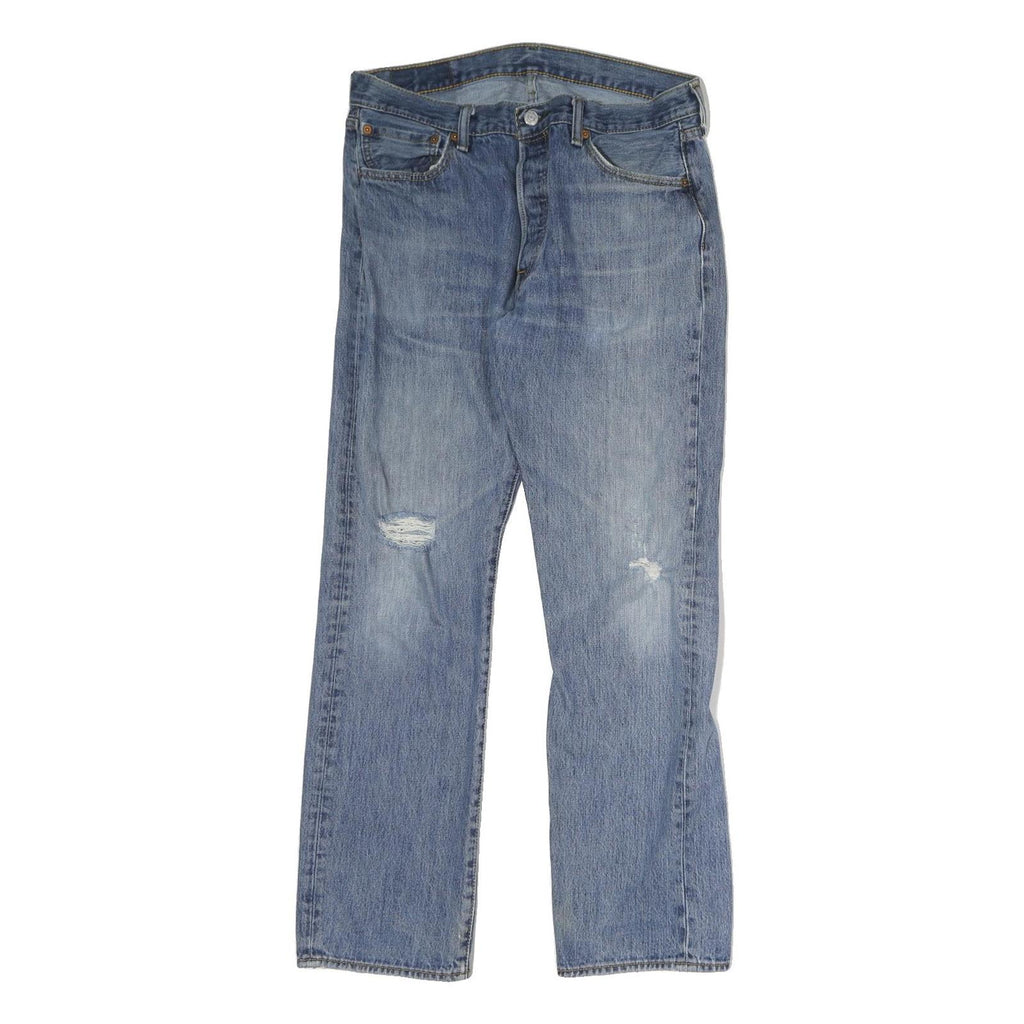 LEVI'S 501 Mens Jeans Blue Regular Straight Denim Medium W34 L32 Classic Zip