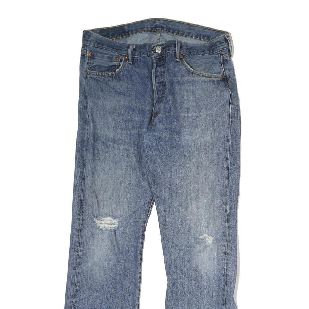 LEVI'S 501 Mens Jeans Blue Regular Straight Denim Medium W34 L32 Classic Zip