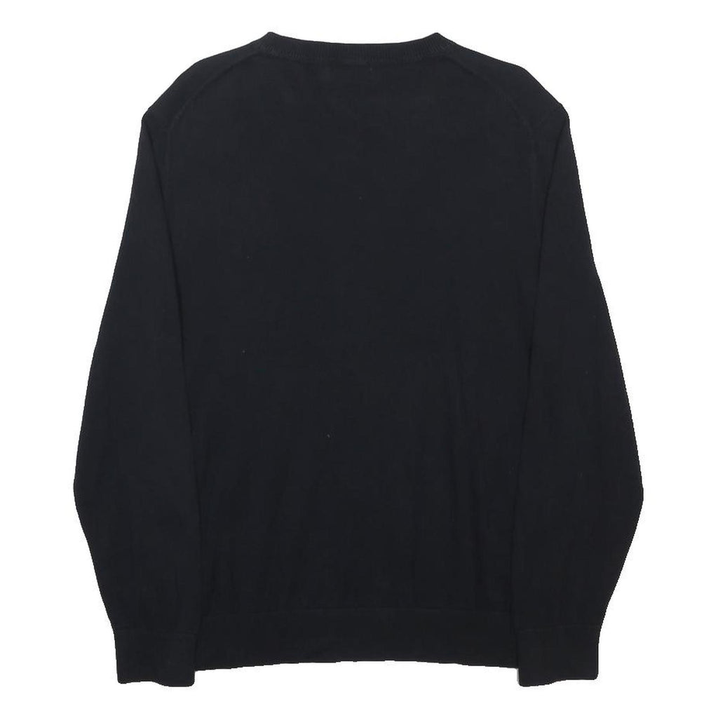 NAUTICA Mens Black Plain V-Neck Basic Knit Jumper M Cotton Comfortable Casual