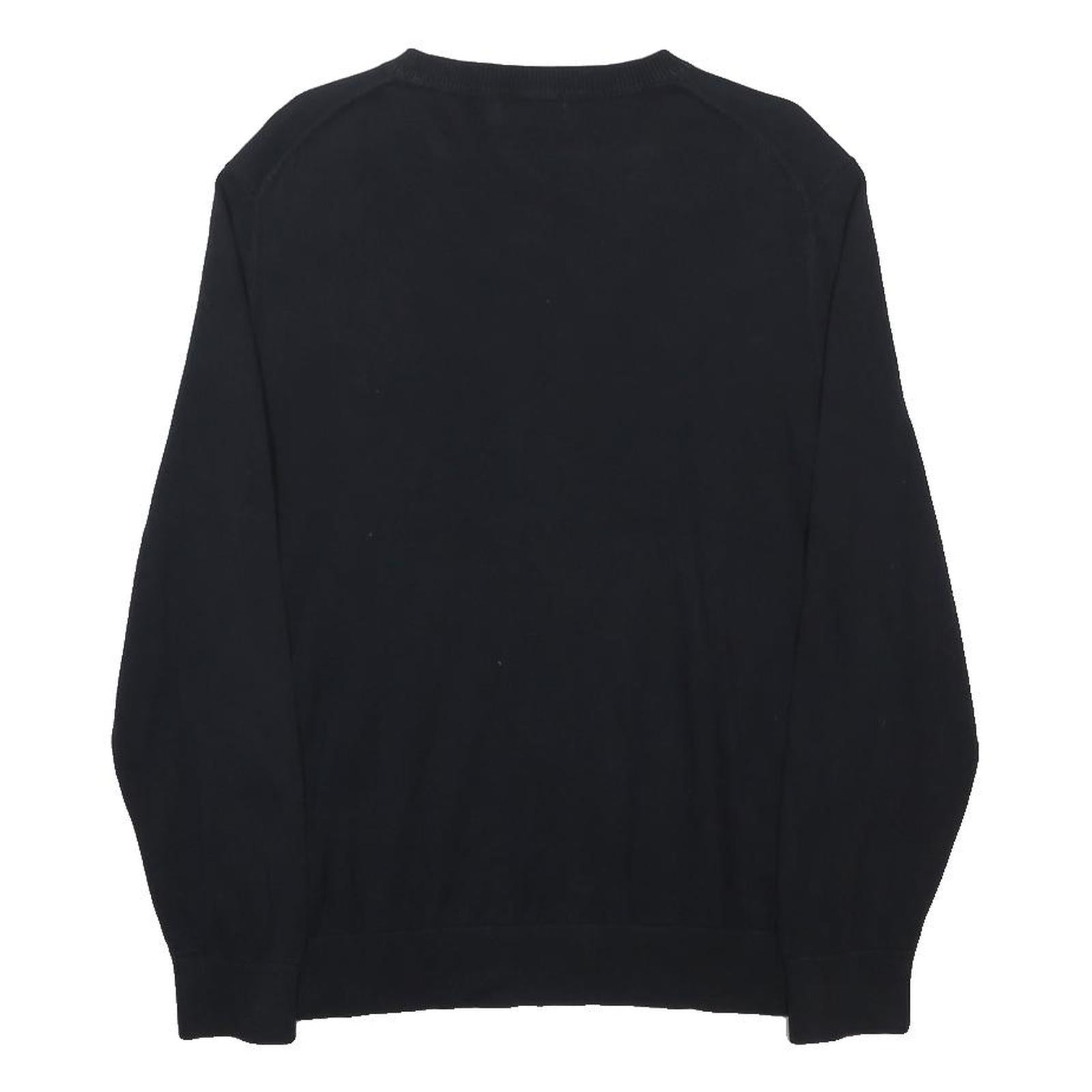 NAUTICA Mens Black Plain V-Neck Basic Knit Jumper M Cotton Comfortable Casual