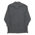 JEAN TERRIER Womens Grey Button Cotton Jacket L Embroidered Pattern