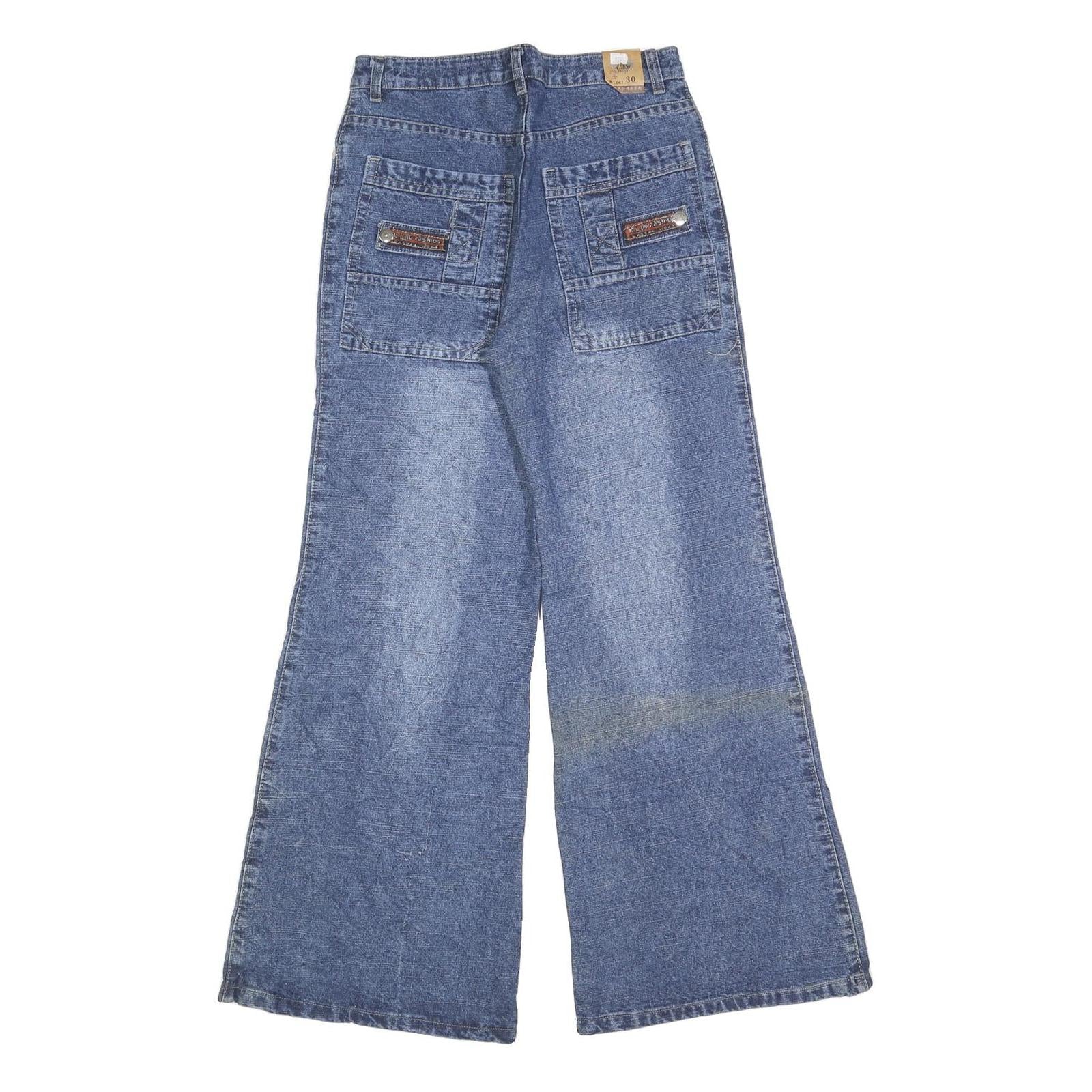 Womens Relaxed Blue Jeans Relaxed Wide-Leg Denim Medium W26 L30 Vintage Style