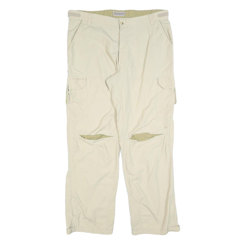 QUECHA Womens Beige Polyester Blend Relaxed Cargo Trousers W40 L34 Outdoor
