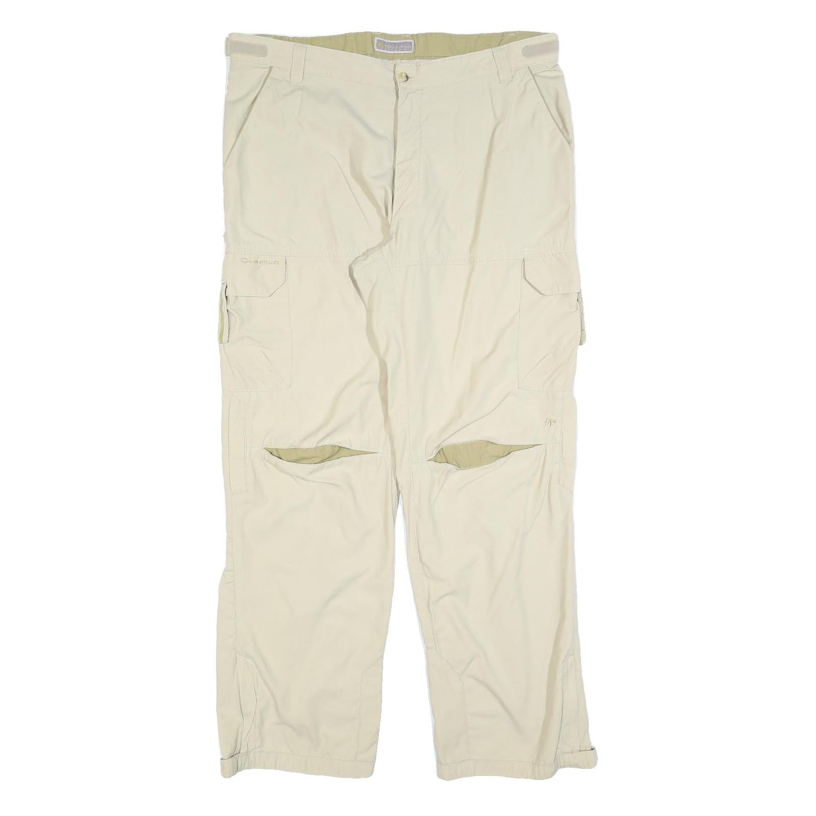 QUECHA Womens Beige Polyester Blend Relaxed Cargo Trousers W40 L34 Outdoor