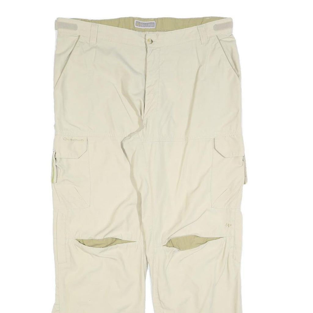 QUECHA Womens Beige Polyester Blend Relaxed Cargo Trousers W40 L34 Outdoor