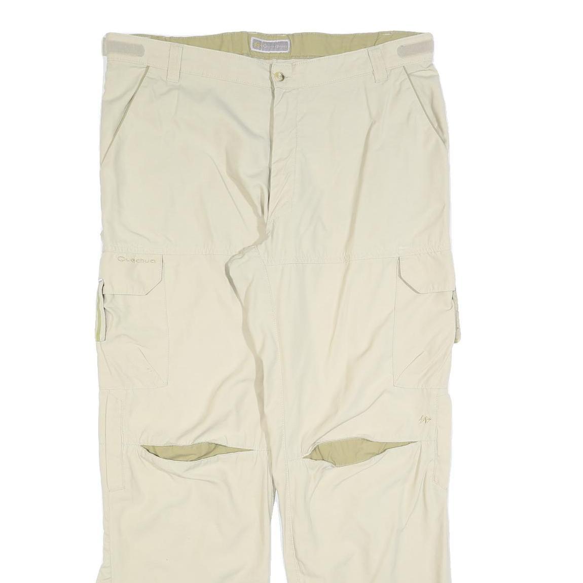QUECHA Womens Beige Polyester Blend Relaxed Cargo Trousers W40 L34 Outdoor