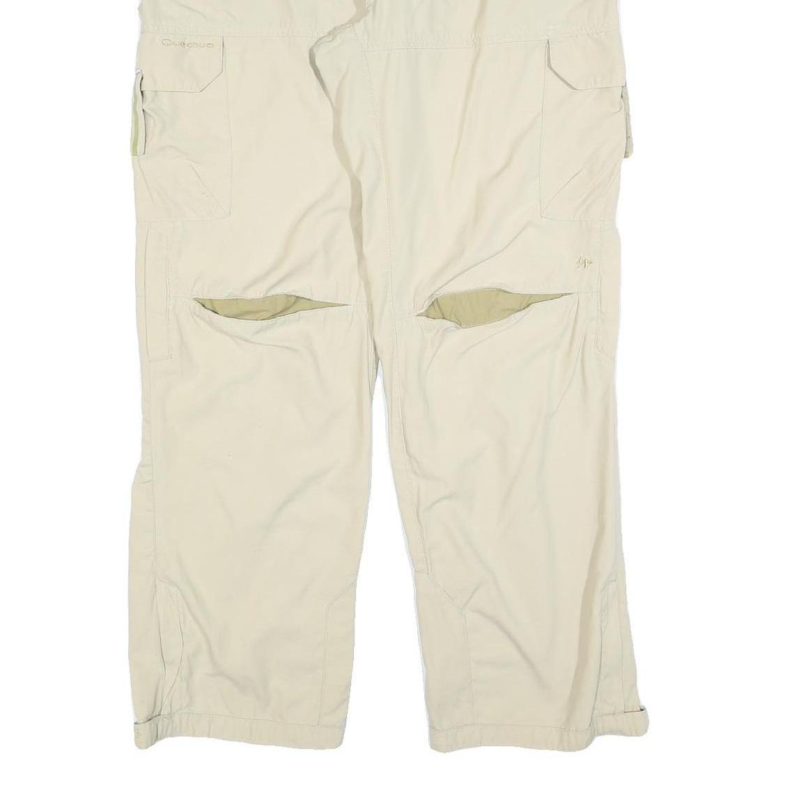 QUECHA Womens Beige Polyester Blend Relaxed Cargo Trousers W40 L34 Outdoor