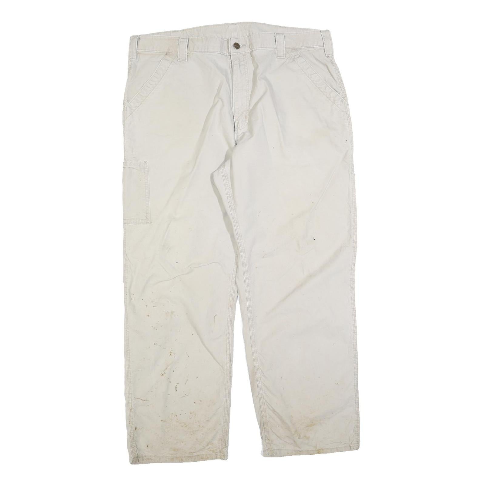CARHARTT Mens Cotton Blend White Loose Straight Trousers W40 L32 Workwear Cargo