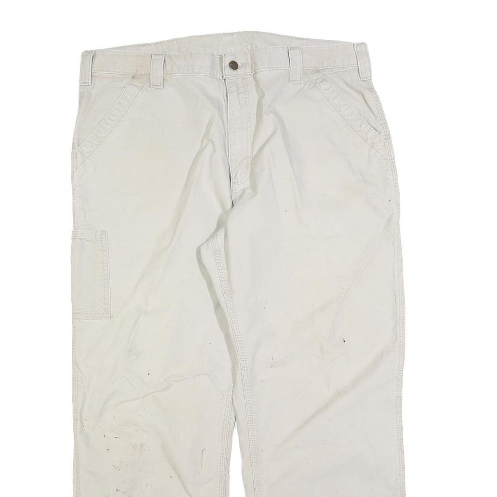 CARHARTT Mens Cotton Blend White Loose Straight Trousers W40 L32 Workwear Cargo