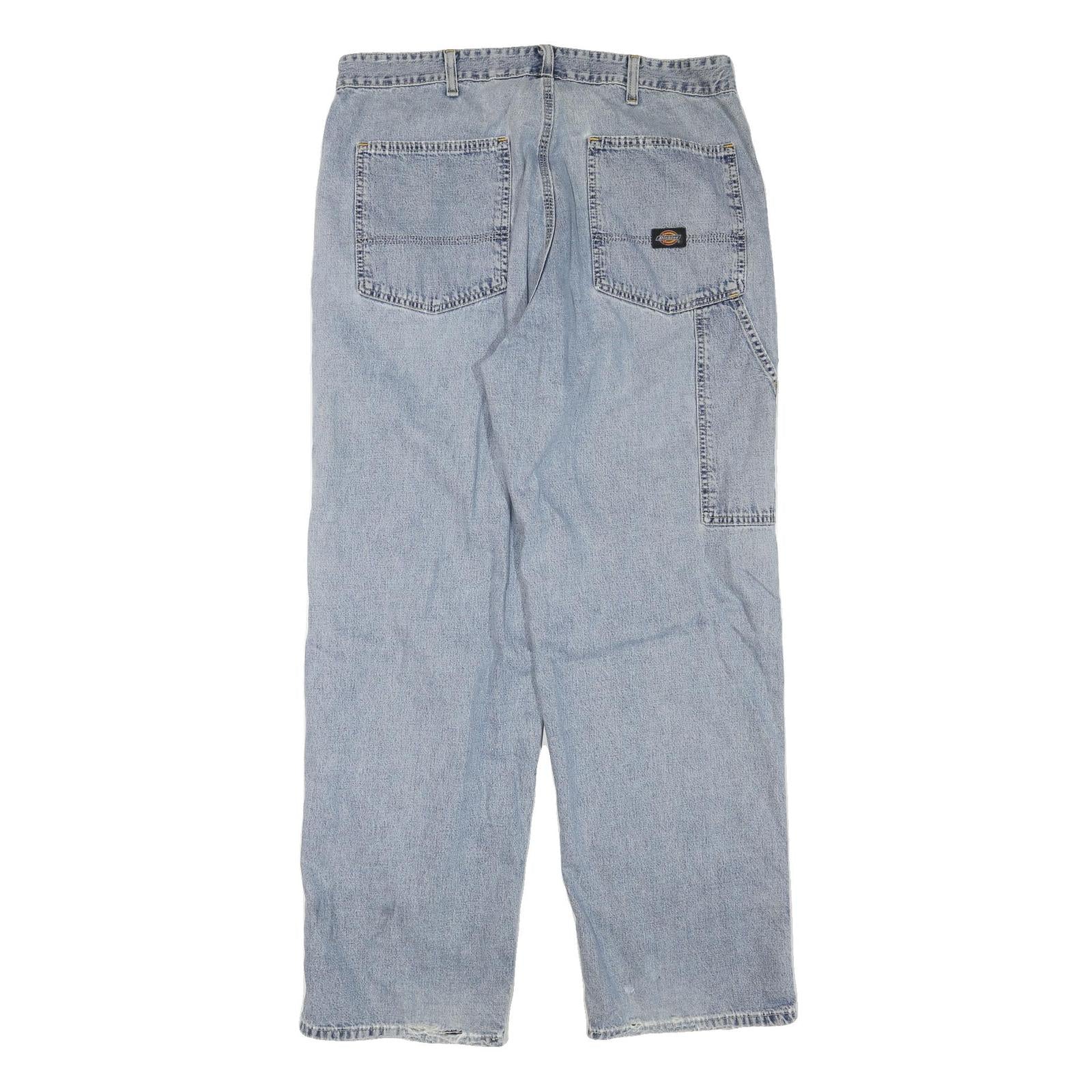 DICKIES Womens Regular Fit Blue Denim Jeans W36 L32 Workwear Straight Leg Cotton