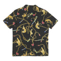 Mens Black Shirt With Gold Chain And Tiger Print M Polyester Blend Summer Shirt