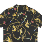 Mens Black Shirt With Gold Chain And Tiger Print M Polyester Blend Summer Shirt