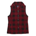 CHAPS Womens Red & Black Check Zip Jacket S Polyester Fleece Sleeveless Casual