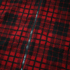 CHAPS Womens Red & Black Check Zip Jacket S Polyester Fleece Sleeveless Casual