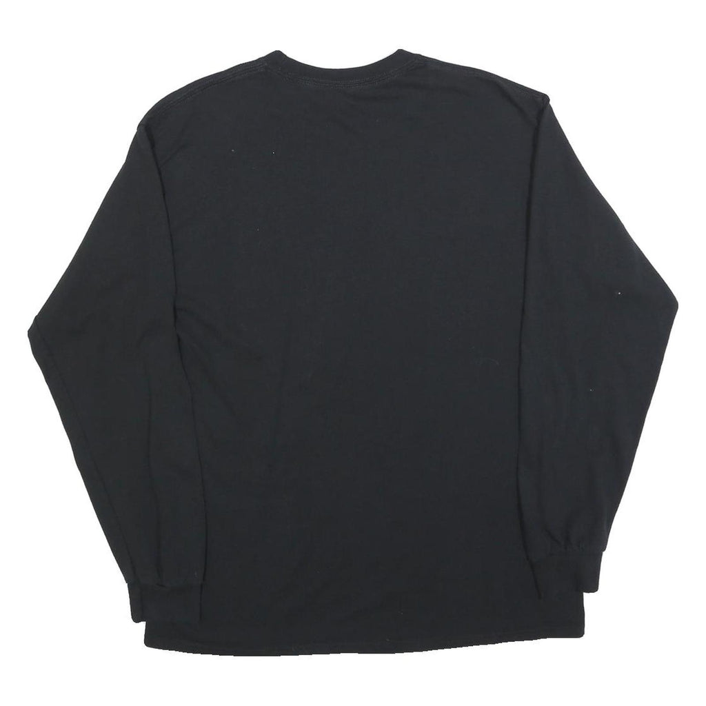 GILDAN Mens Black Panther Volleyball Graphic Long Sleeve Crew Neck L Cotton