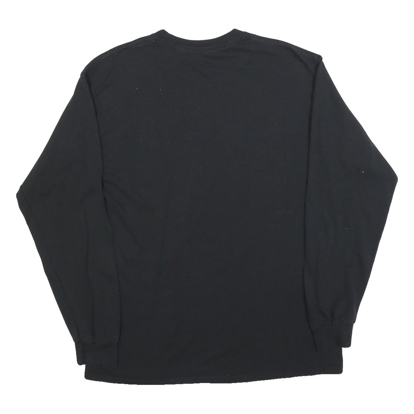 GILDAN Mens Black Panther Volleyball Graphic Long Sleeve Crew Neck L Cotton