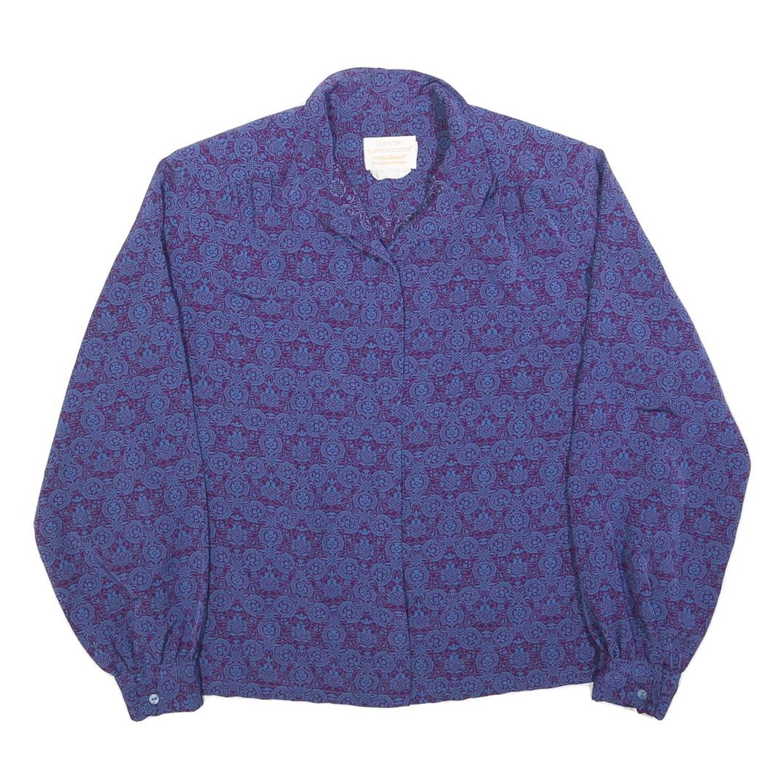 PENDLETON Womens Purple Printed Blouse Long Sleeve Button Neck M Patterned