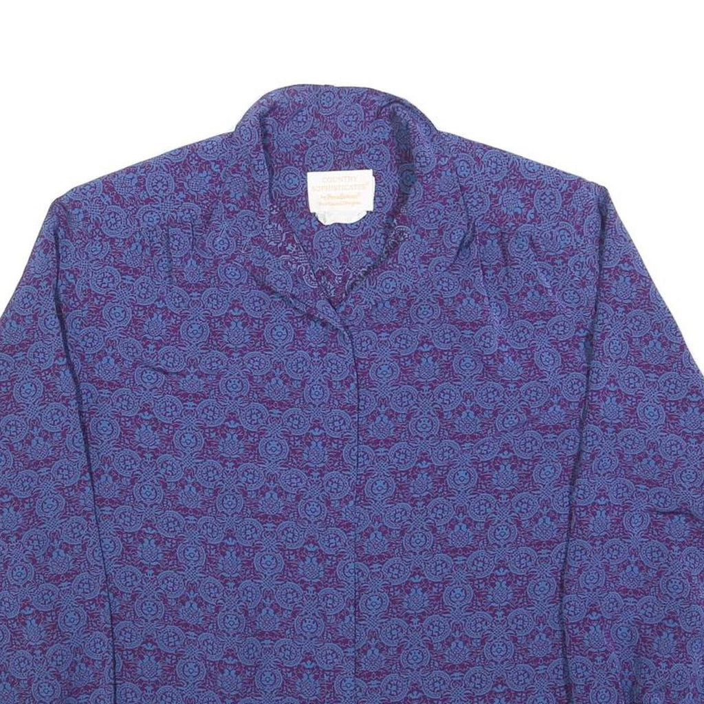 PENDLETON Womens Purple Printed Blouse Long Sleeve Button Neck M Patterned