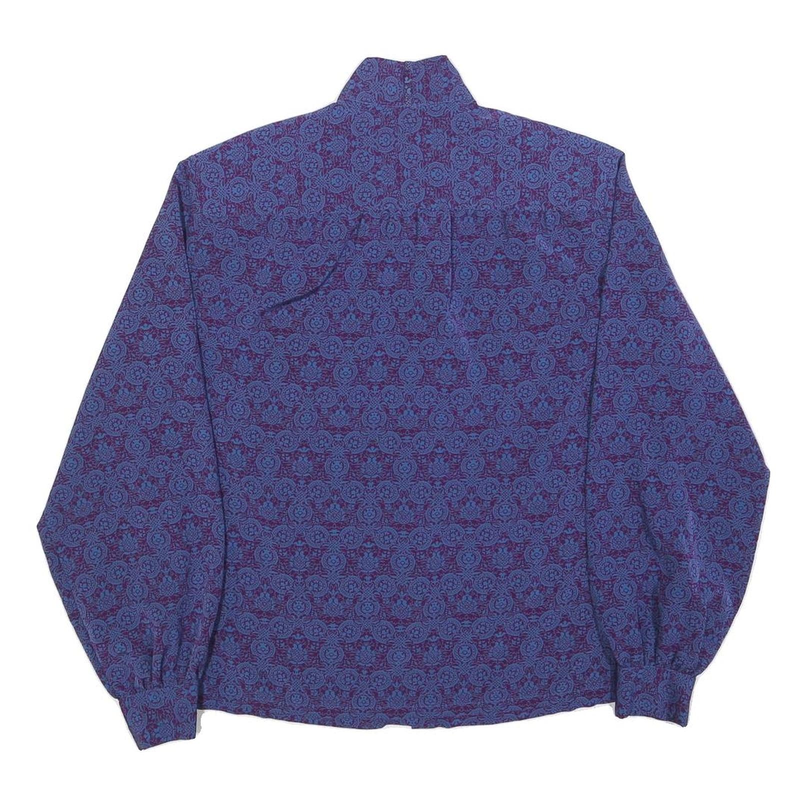 PENDLETON Womens Purple Printed Blouse Long Sleeve Button Neck M Patterned