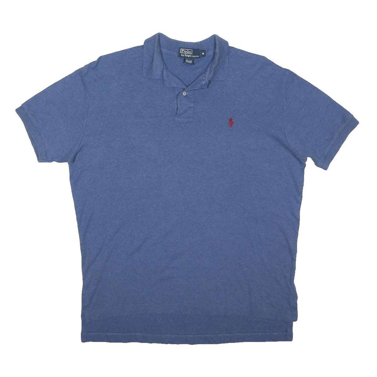 POLO RALPH LAUREN Mens Blue Short Sleeve Plain M Cotton Blend Polo Shirt