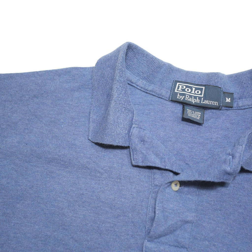 POLO RALPH LAUREN Mens Blue Short Sleeve Plain M Cotton Blend Polo Shirt