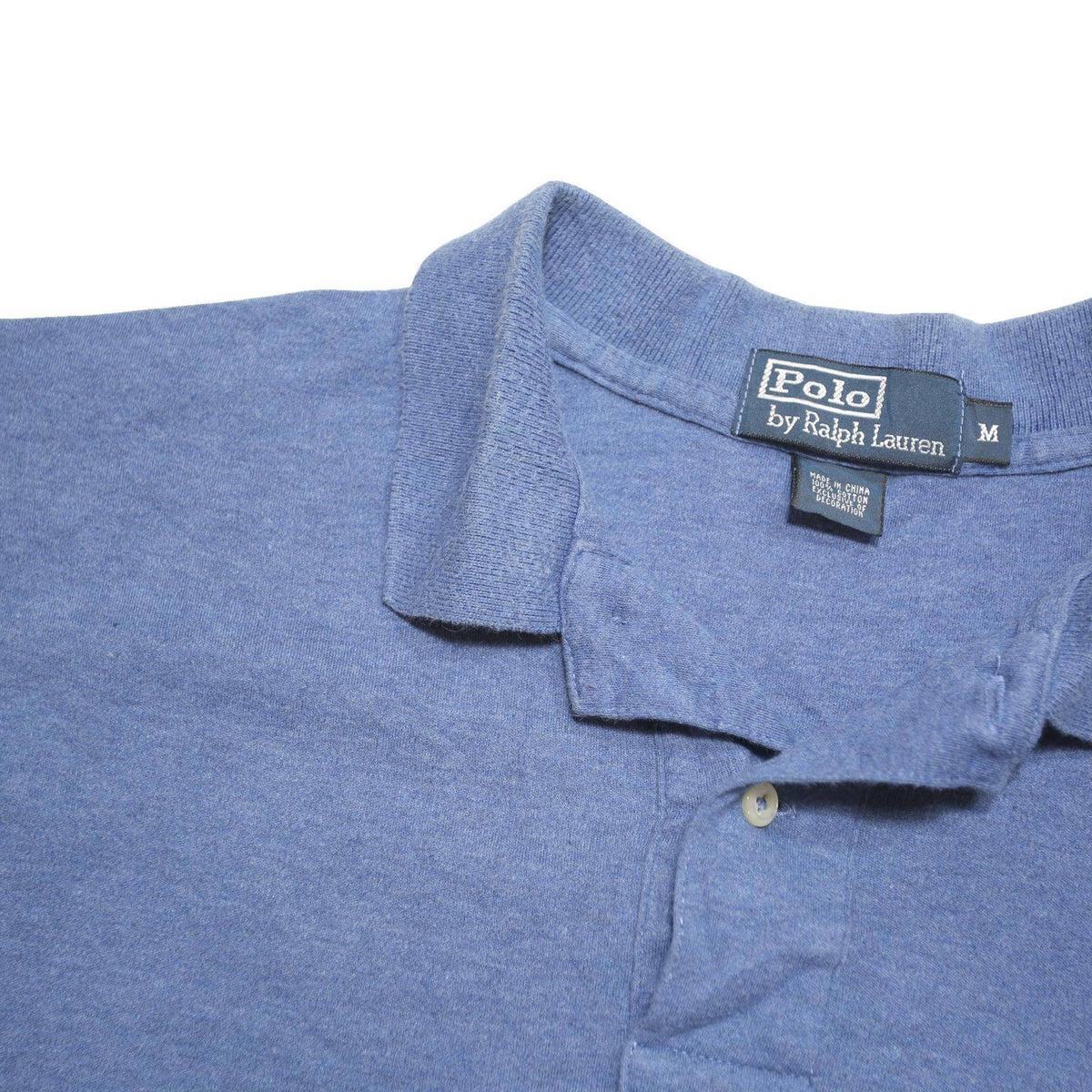POLO RALPH LAUREN Mens Blue Short Sleeve Plain M Cotton Blend Polo Shirt