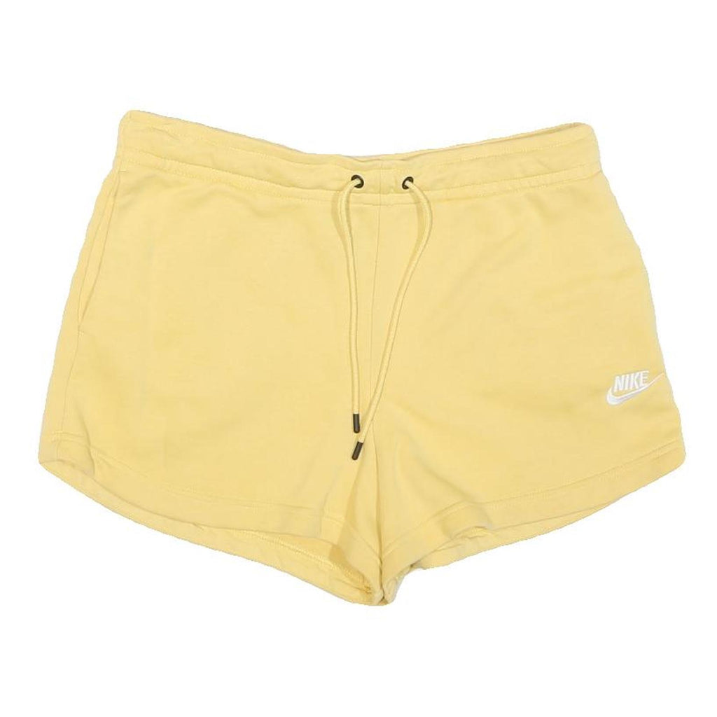 NIKE Womens Yellow Casual Shorts M W30 Cotton Blend Drawstring Pocket