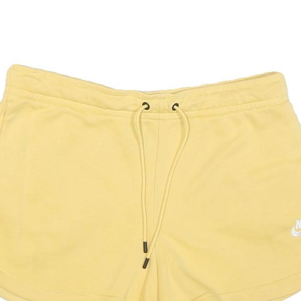 NIKE Womens Yellow Casual Shorts M W30 Cotton Blend Drawstring Pocket