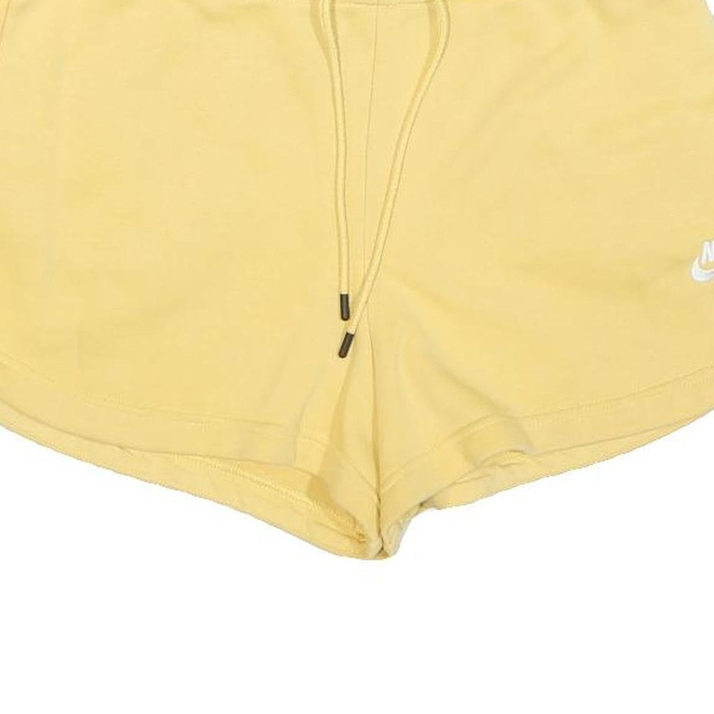 NIKE Womens Yellow Casual Shorts M W30 Cotton Blend Drawstring Pocket
