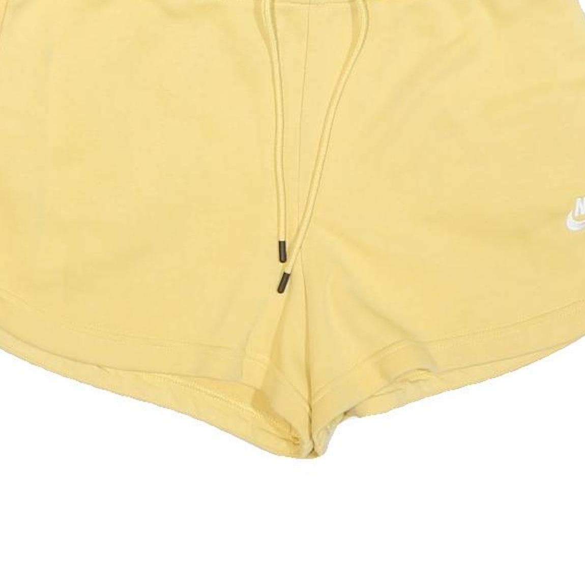 NIKE Womens Yellow Casual Shorts M W30 Cotton Blend Drawstring Pocket